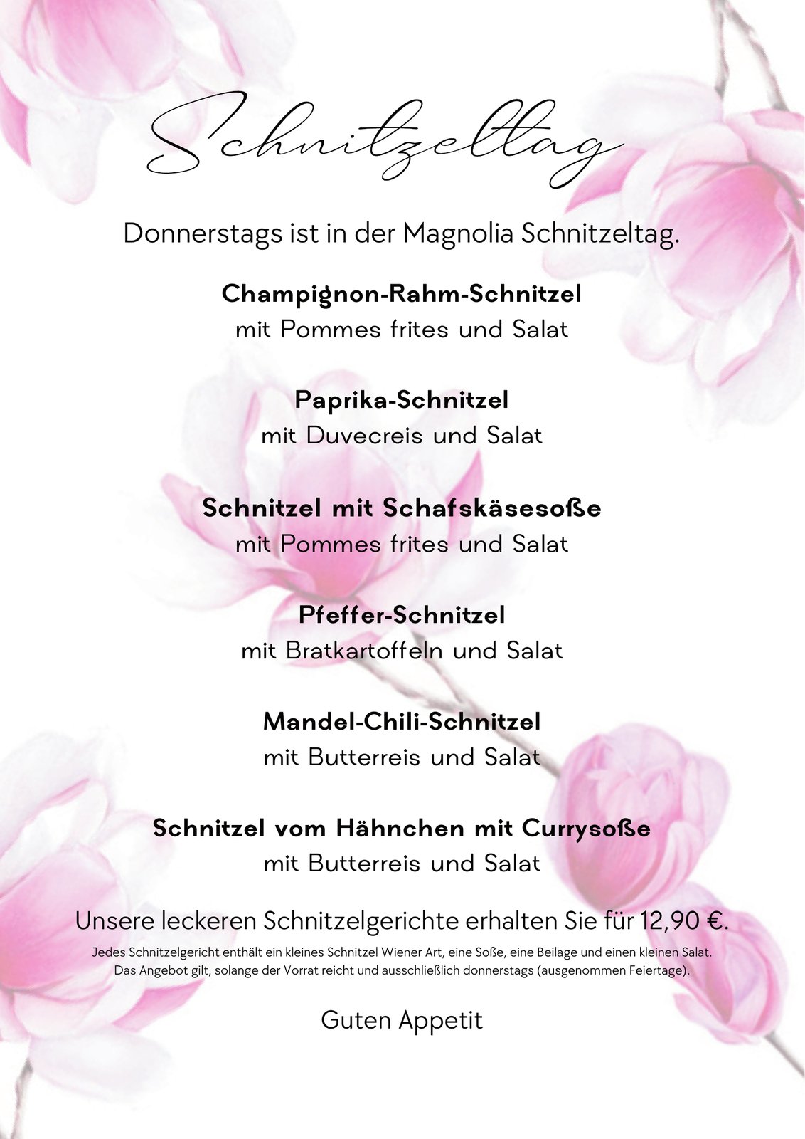 Schnitzeltag · jeden Donnerstag
